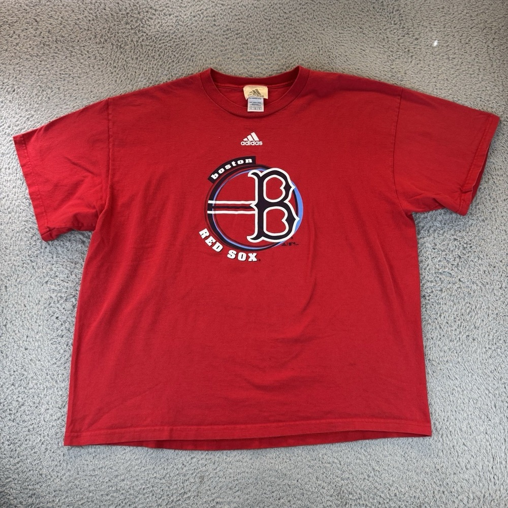 Vintage Adidas‎ Boston Red Sox Shirt Red Made In USA Boxy Y2k Men's Xl 2004